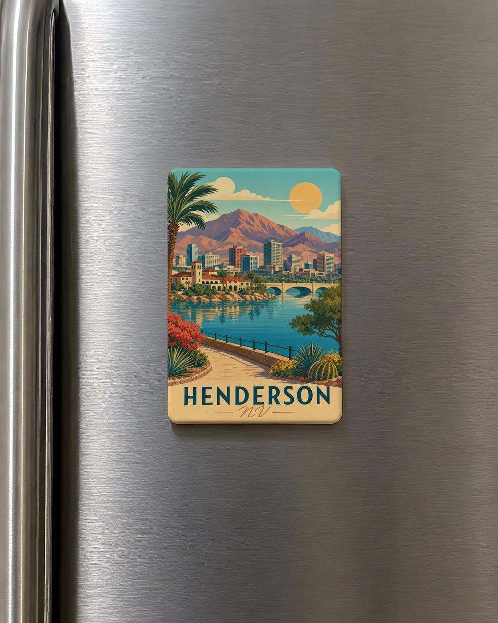 Henderson NV Fridge Magnet, Henderson Nevada Souvenir Magnet, City Landmark Travel Gift, Nevada Keepsake Magnet