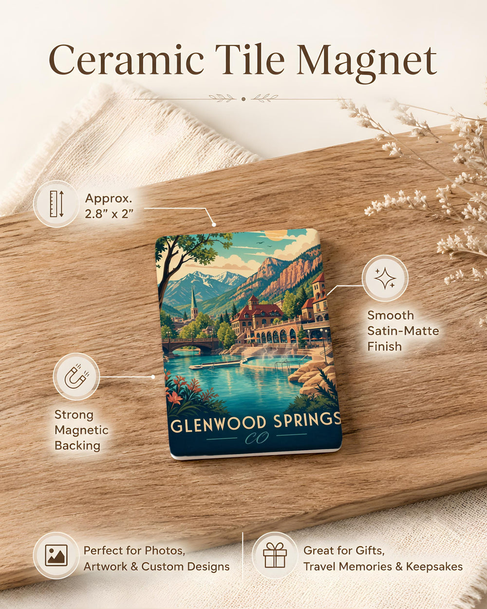 Glenwood Springs CO Fridge Magnet, Colorado Souvenir Magnet, Glenwood Springs Travel Gift, Rocky Mountains Keepsake Magnet