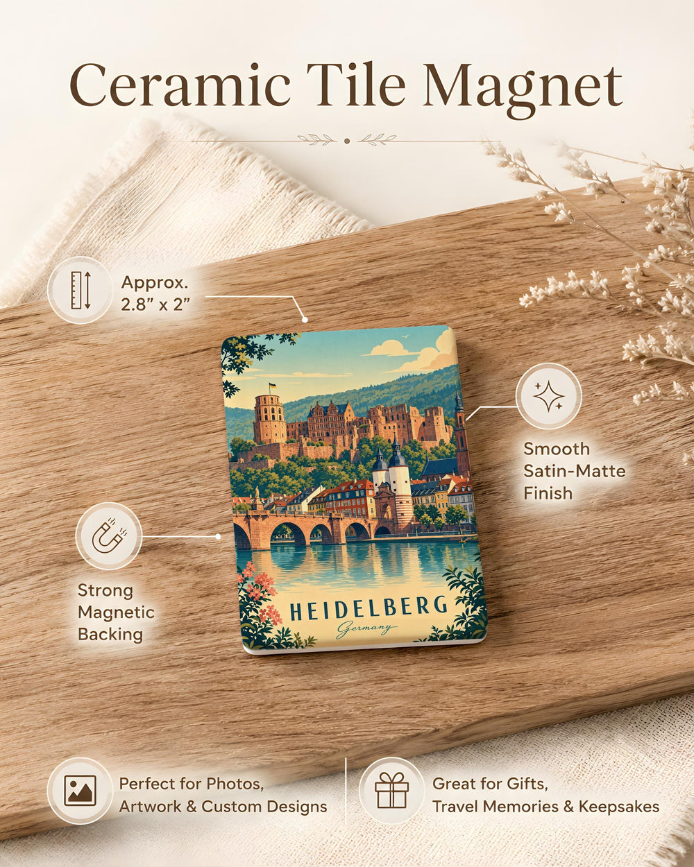 Heidelberg Castle Fridge Magnet, Germany Landmark Souvenir, Historic Castle on the Neckar River, Heidelberg Travel Gift