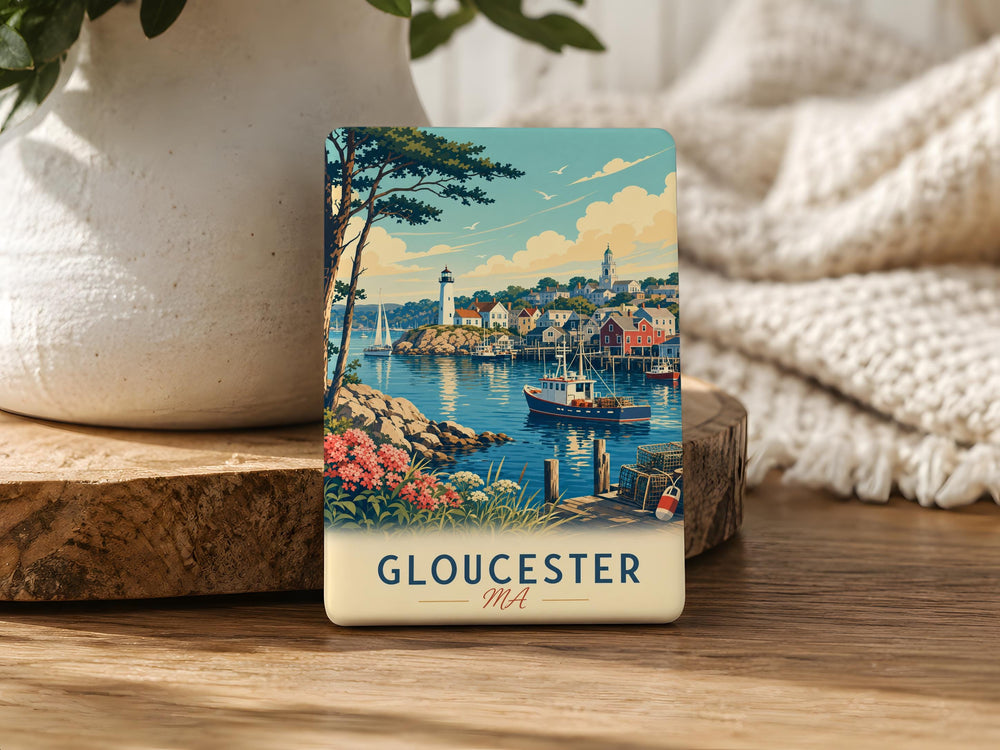 Gloucester MA Fridge Magnet, Gloucester Massachusetts Souvenir Magnet, Cape Ann Coastal Town Travel Keepsake Magnet