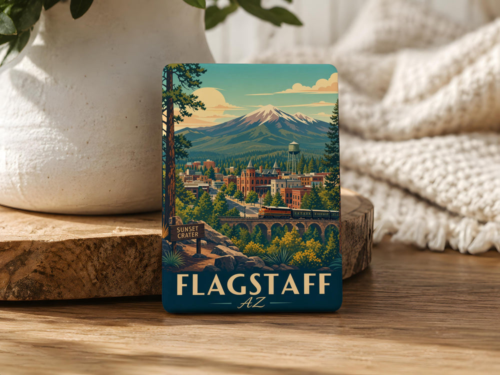 Flagstaff AZ Fridge Magnet, Flagstaff Arizona Souvenir Magnet, Northern Arizona Travel Gift, Route 66 Flagstaff Magnet