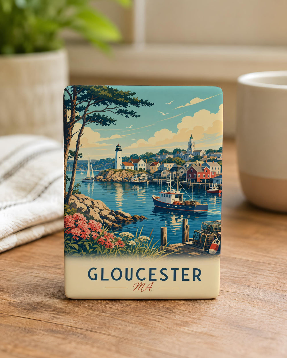 Gloucester MA Fridge Magnet, Gloucester Massachusetts Souvenir Magnet, Cape Ann Coastal Town Travel Keepsake Magnet