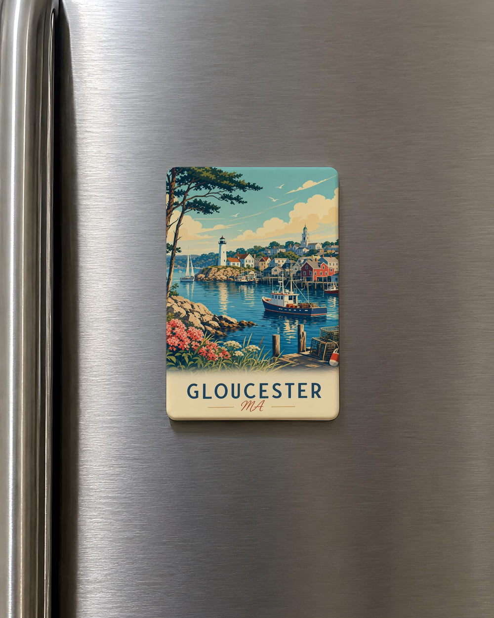 Gloucester MA Fridge Magnet, Gloucester Massachusetts Souvenir Magnet, Cape Ann Coastal Town Travel Keepsake Magnet