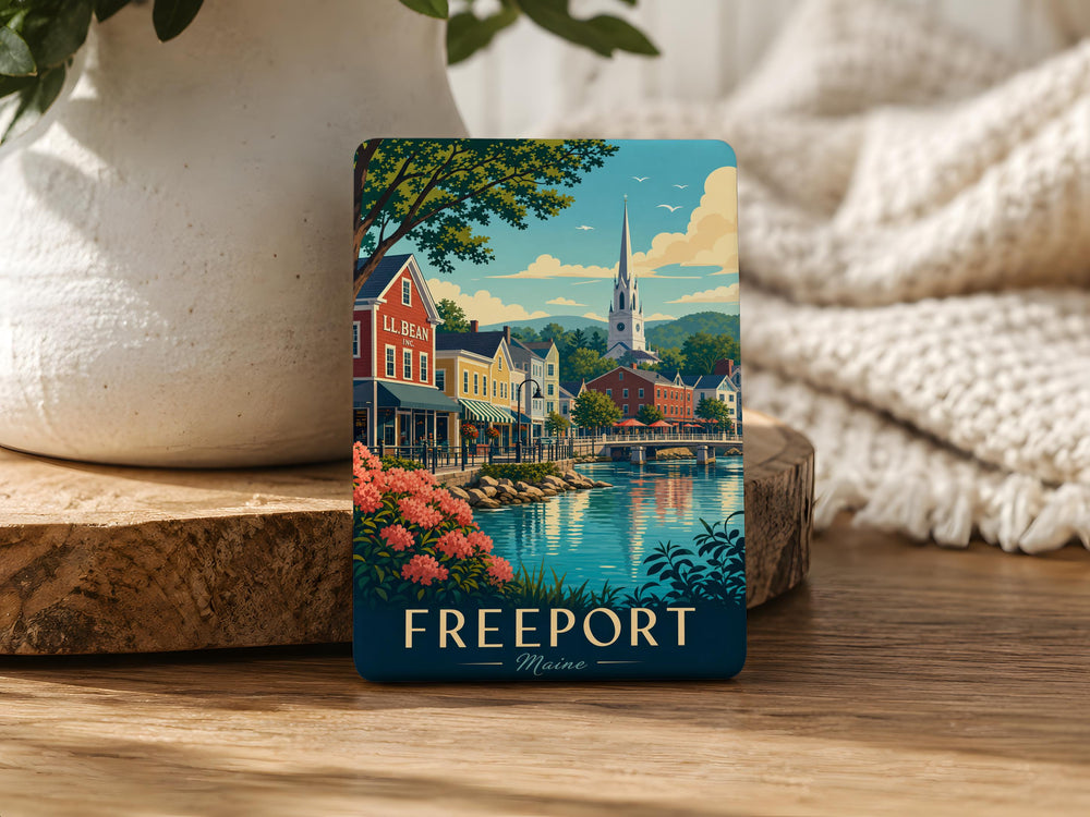 Freeport Maine Fridge Magnet, Freeport ME Souvenir Magnet, Maine Coastal Town Travel Gift, New England Keepsake Magnet