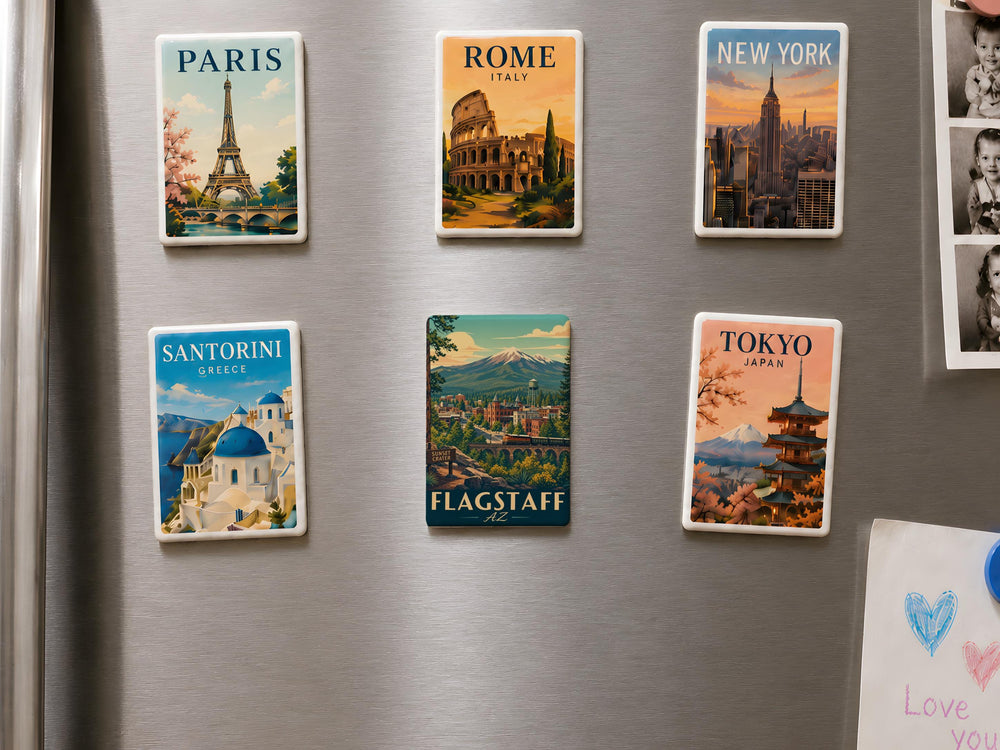Flagstaff AZ Fridge Magnet, Flagstaff Arizona Souvenir Magnet, Northern Arizona Travel Gift, Route 66 Flagstaff Magnet