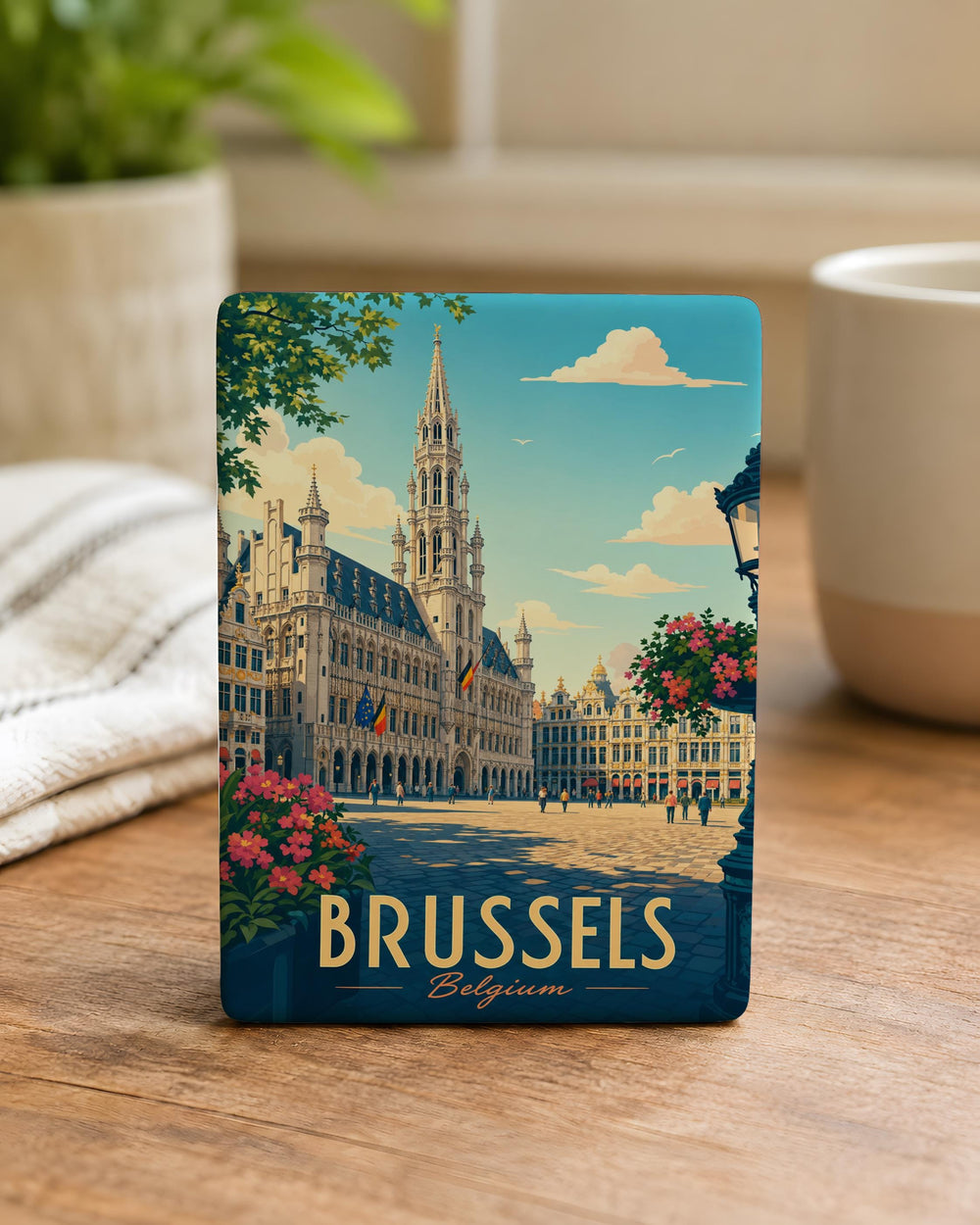 Grand Place Brussels Fridge Magnet, Belgium Landmark Souvenir Magnet, Historic City Square Travel Gift