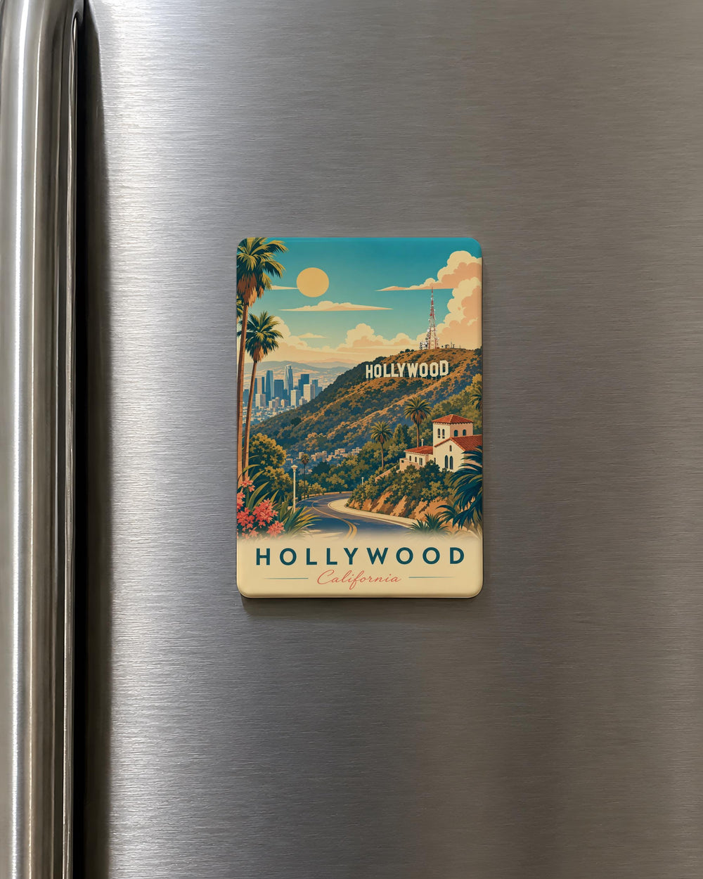Hollywood Sign Fridge Magnet, Los Angeles Landmark Souvenir Magnet, California Travel Gift, Hollywood Hills Keepsake Magnet