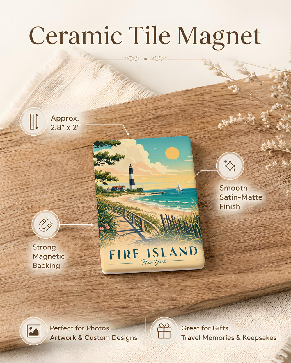 Fire Island NY Fridge Magnet, Fire Island New York Souvenir Magnet, Beach Island Coastal Travel Gift, Long Island Keepsake Magnet