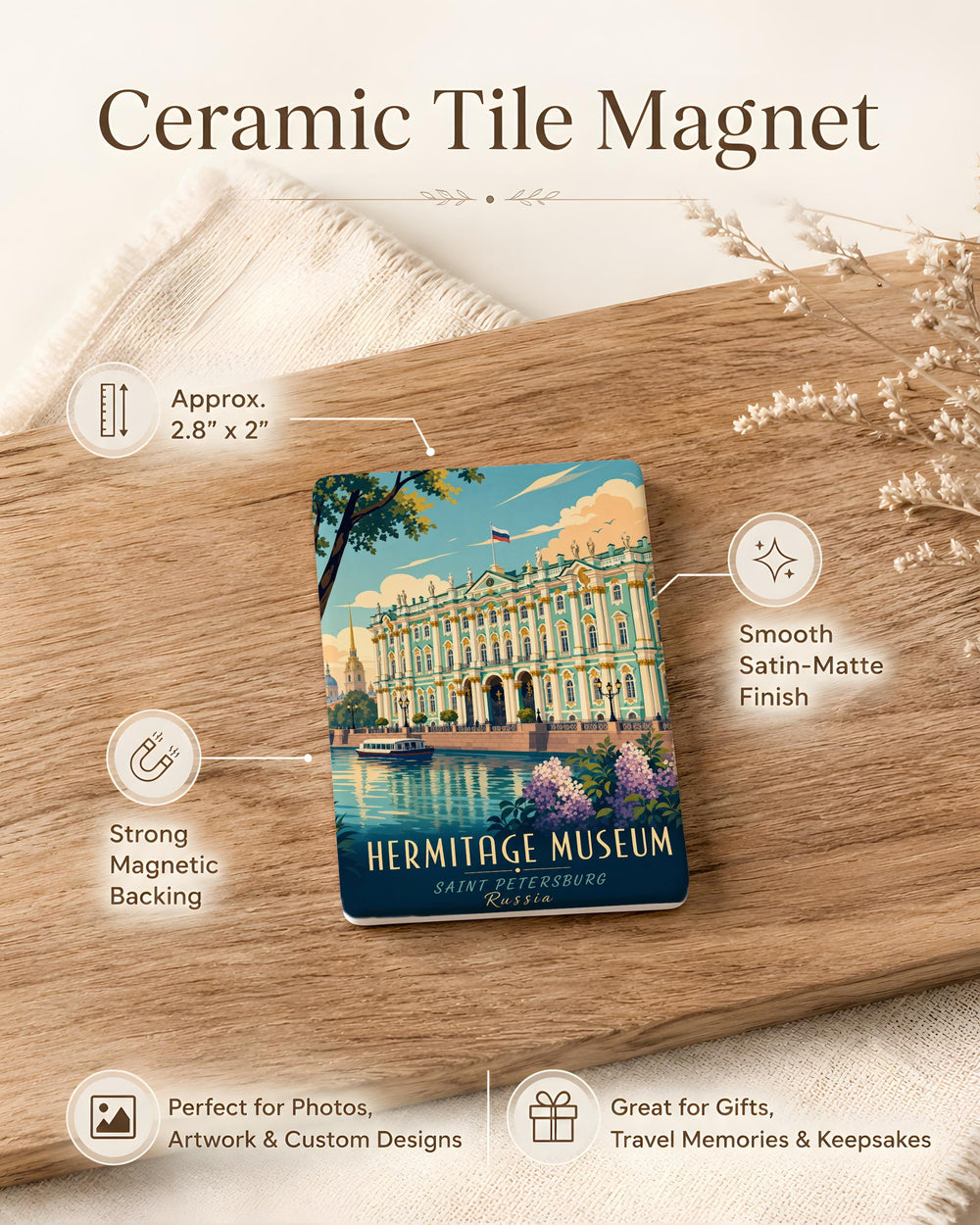 Hermitage Museum Fridge Magnet, St Petersburg Russia Landmark Souvenir, Winter Palace Travel Keepsake Gift