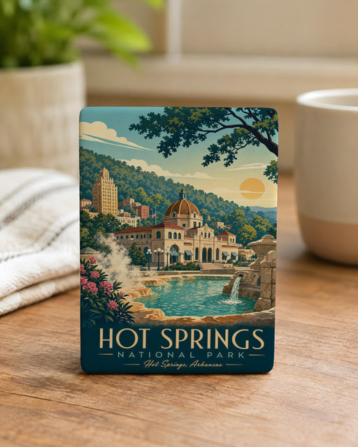 Hot Springs National Park Fridge Magnet, Arkansas Travel Souvenir Magnet, Bathhouse Row Landmark Gift, National Park Keepsake Magnet