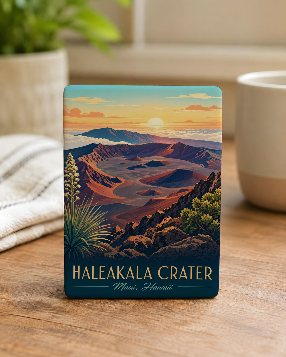 Haleakala Crater Fridge Magnet, Maui Hawaii Souvenir Magnet, Volcano Caldera Travel Keepsake Gift