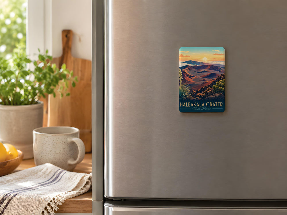 Haleakala Crater Fridge Magnet, Maui Hawaii Souvenir Magnet, Volcano Caldera Travel Keepsake Gift