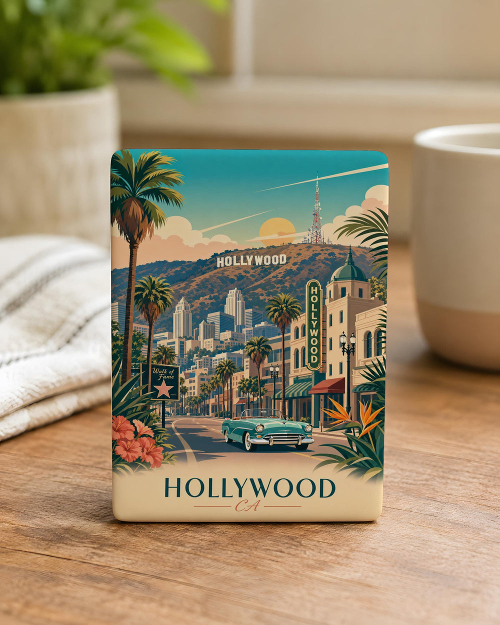 Hollywood California Fridge Magnet, Hollywood CA Souvenir Magnet, Los Angeles Landmark Travel Gift, California Vacation Keepsake