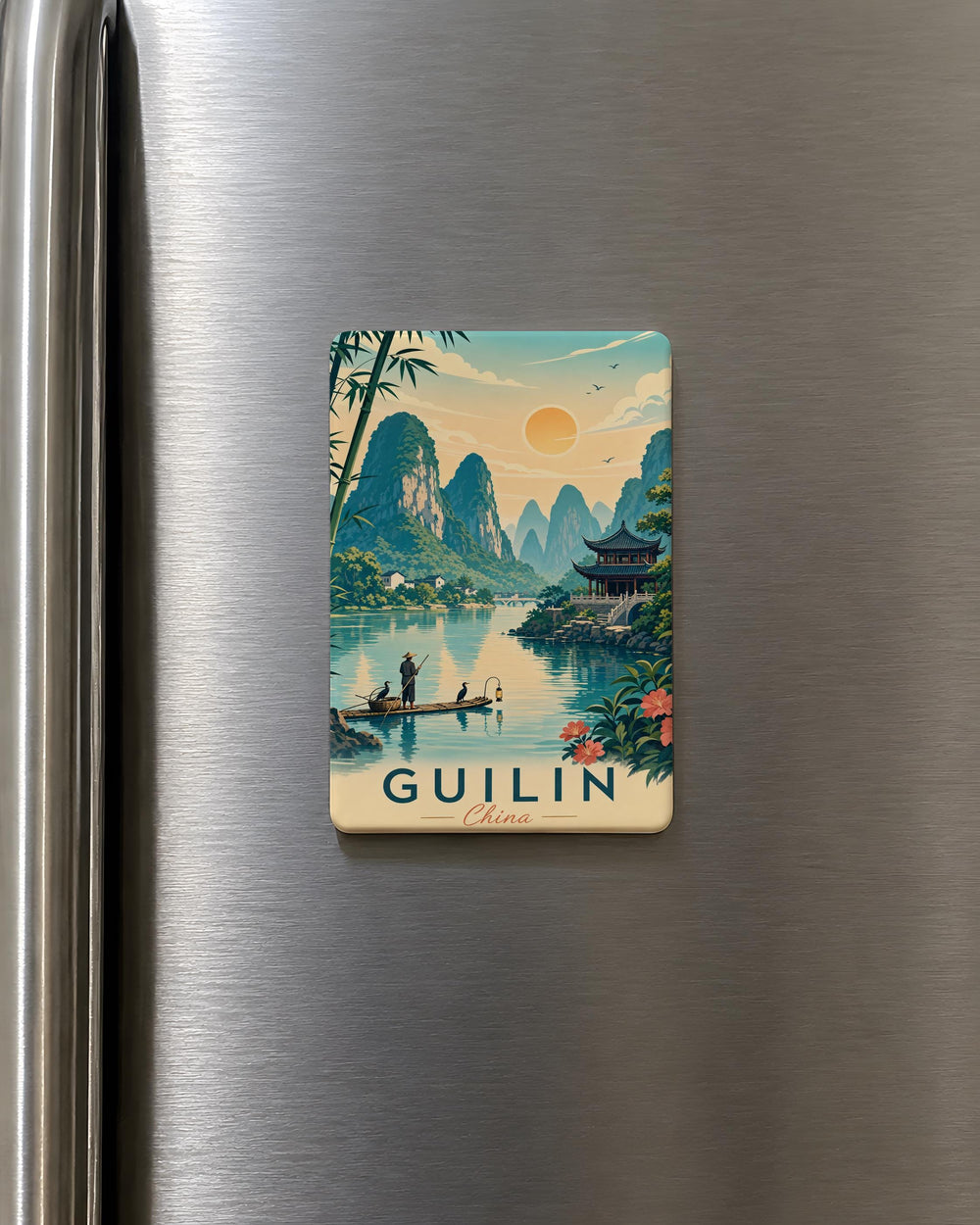 Guilin China Fridge Magnet, Li River Karst Mountains Scenic Souvenir Magnet, Guilin Travel Gift, China Landmark Magnet