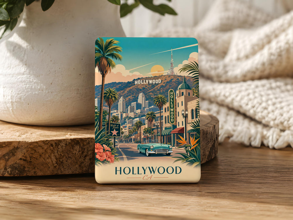 Hollywood California Fridge Magnet, Hollywood CA Souvenir Magnet, Los Angeles Landmark Travel Gift, California Vacation Keepsake