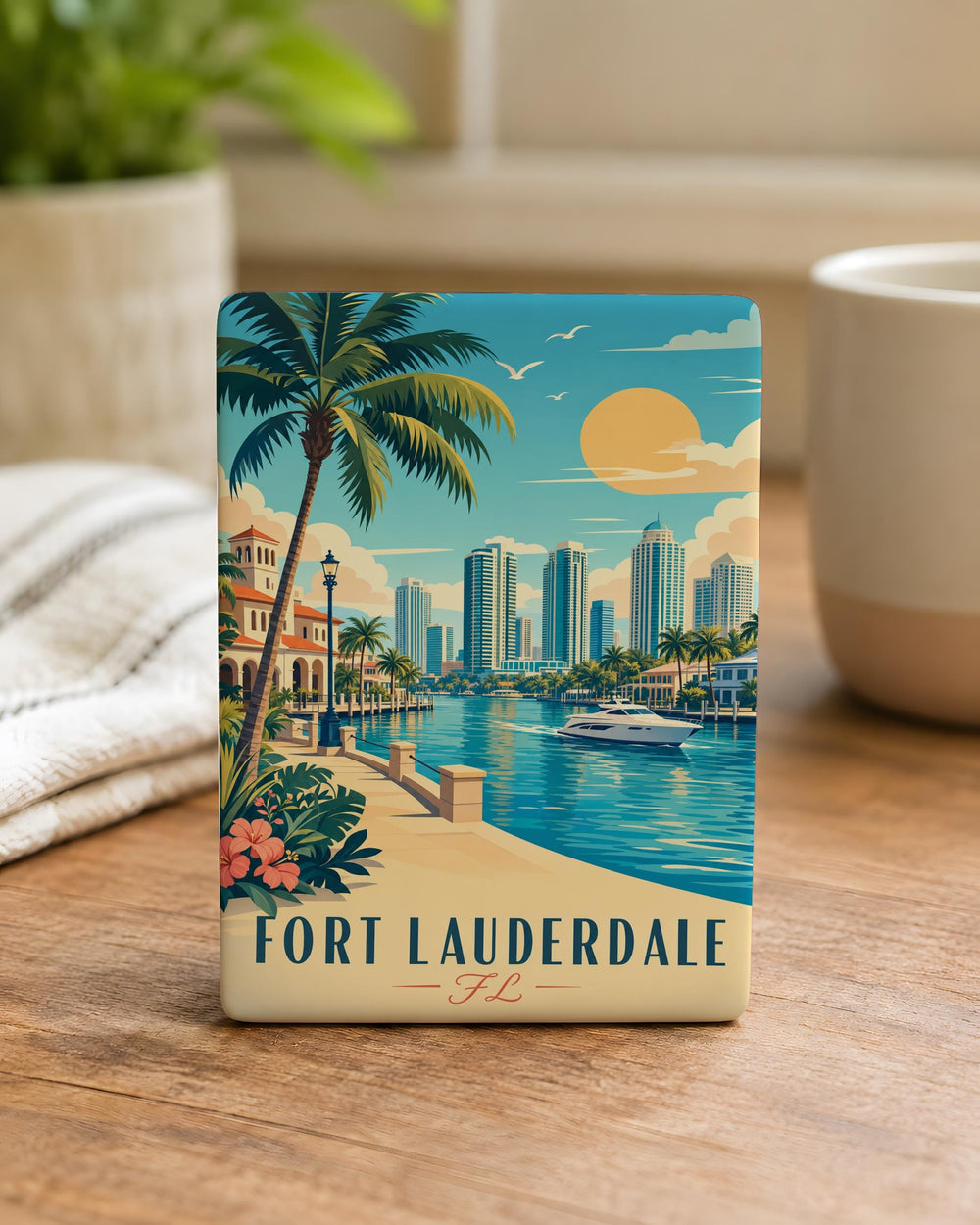 Fort Lauderdale FL Fridge Magnet, Fort Lauderdale Florida Souvenir Magnet, Beach City Travel Gift, Vacation Keepsake Magnet