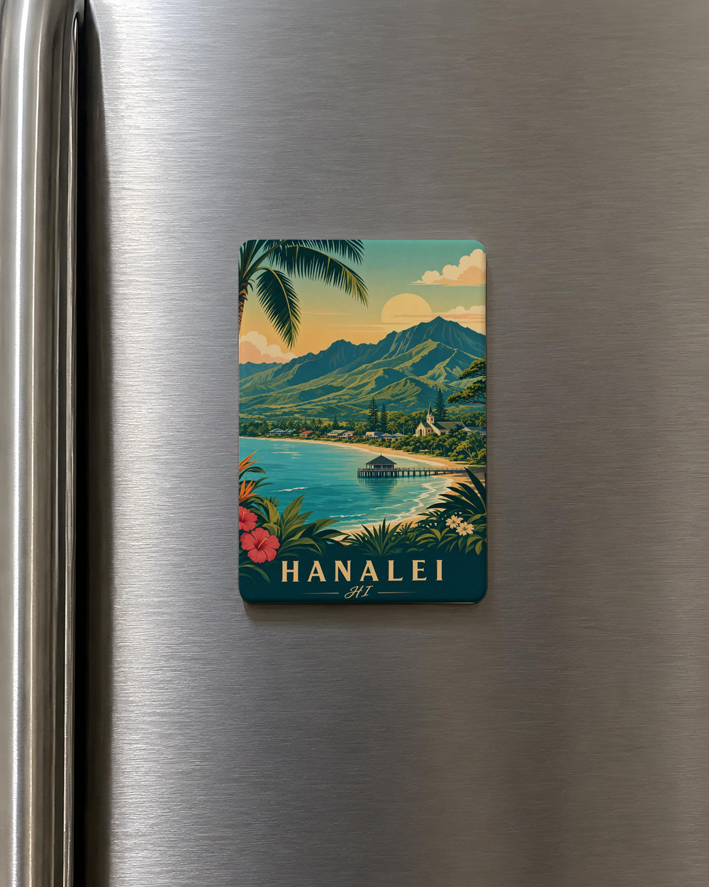 Hanalei Hawaii Fridge Magnet, Hanalei HI Souvenir Magnet, Kauai Travel Magnet, Hawaii Island Vacation Keepsake Magnet