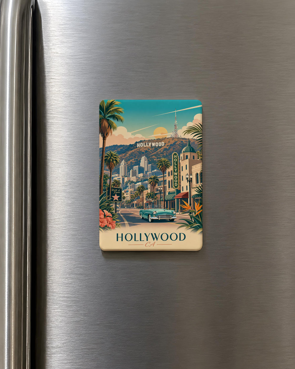 Hollywood California Fridge Magnet, Hollywood CA Souvenir Magnet, Los Angeles Landmark Travel Gift, California Vacation Keepsake