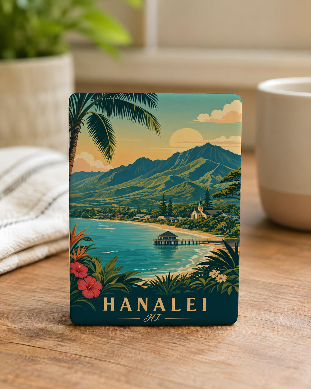 Hanalei Hawaii Fridge Magnet, Hanalei HI Souvenir Magnet, Kauai Travel Magnet, Hawaii Island Vacation Keepsake Magnet
