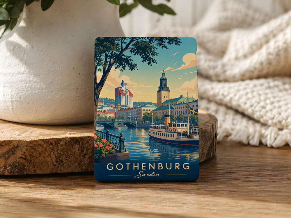 Gothenburg Sweden Fridge Magnet, Göteborg Souvenir Magnet, Sweden Travel Gift, Scandinavian City Landmark Magnet