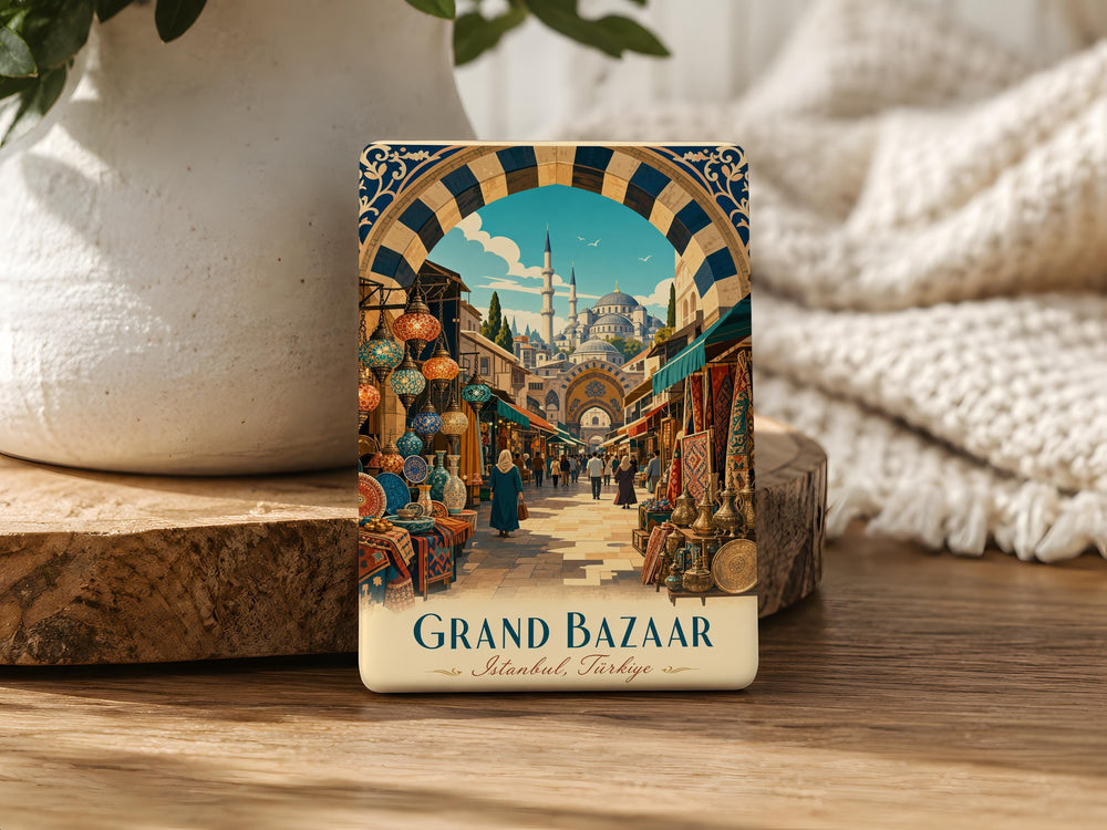 Grand Bazaar Fridge Magnet, Istanbul Market Landmark Souvenir, Turkish Bazaar Travel Keepsake Magnet