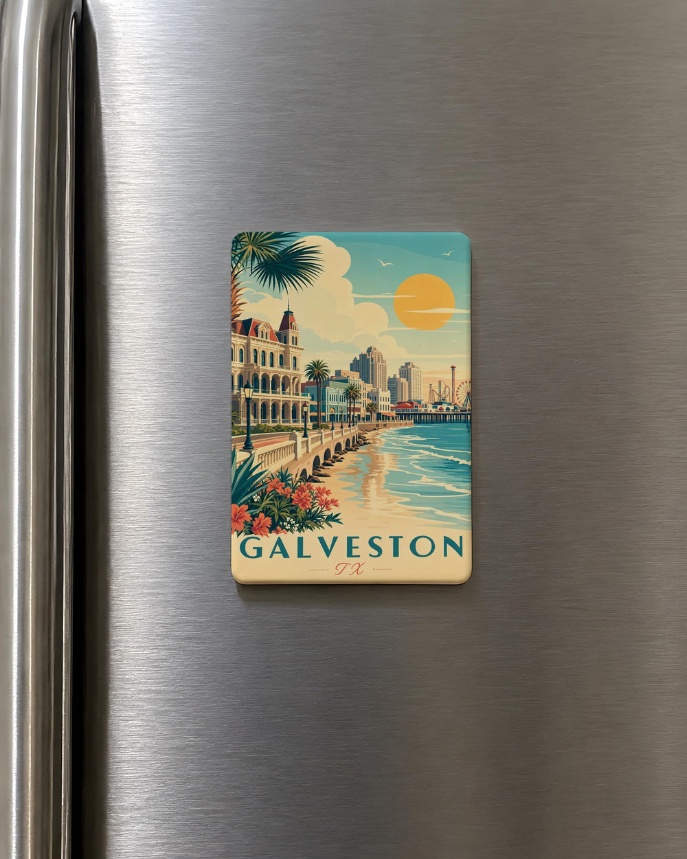 Galveston TX Fridge Magnet, Galveston Texas Souvenir Magnet, Coastal Beach Travel Keepsake Magnet, Gulf Coast Gift