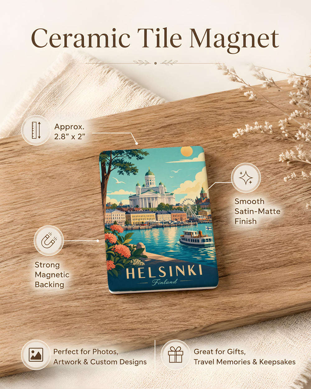 Helsinki Finland Fridge Magnet, Helsinki Souvenir Magnet, Finland Travel Gift, Scandinavian City Landmark Magnet