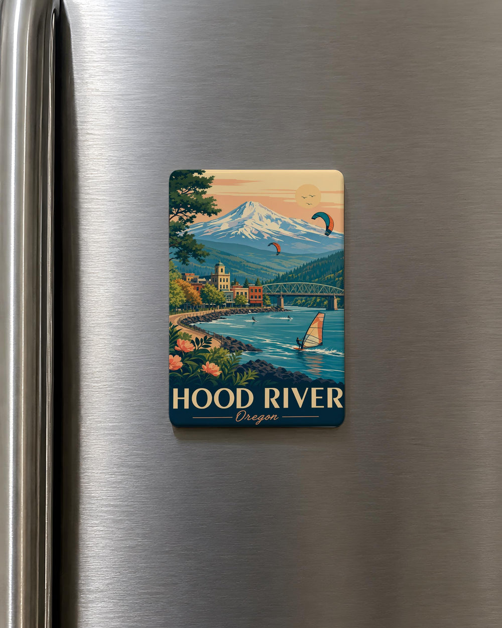 Hood River Oregon Fridge Magnet, Hood River OR Souvenir Magnet, Columbia River Gorge Travel Gift, Pacific Northwest Keepsake Magnet