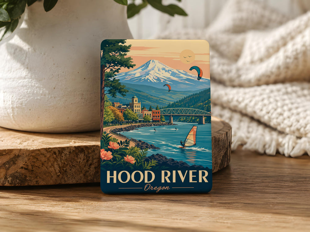 Hood River Oregon Fridge Magnet, Hood River OR Souvenir Magnet, Columbia River Gorge Travel Gift, Pacific Northwest Keepsake Magnet