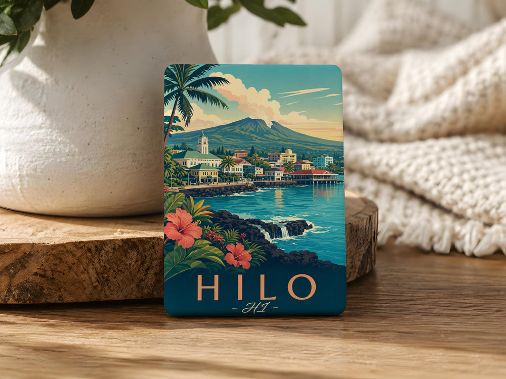 Hilo Hawaii Fridge Magnet, Big Island HI Souvenir Magnet, Hilo Town Travel Gift, Island Vacation Keepsake Magnet