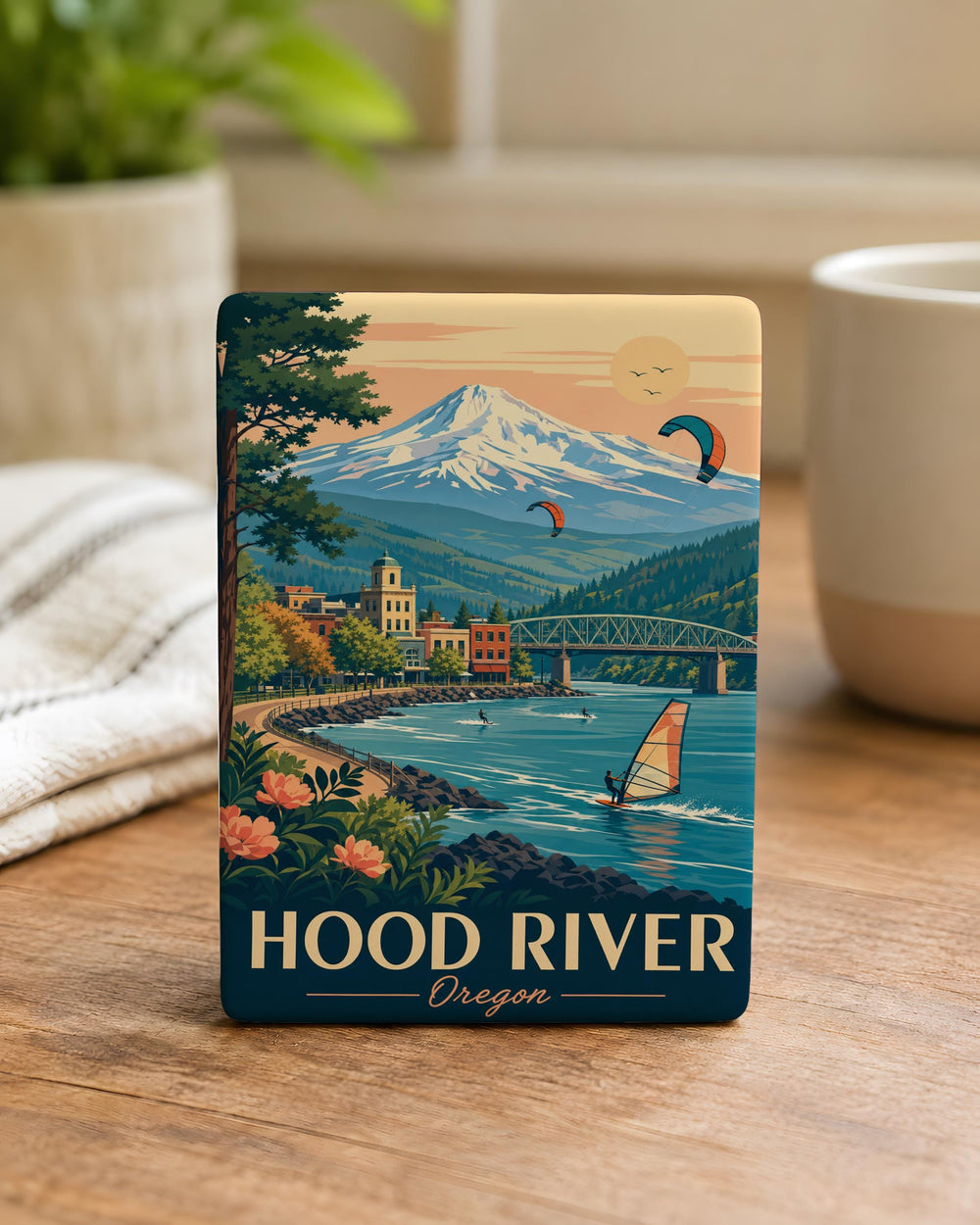 Hood River Oregon Fridge Magnet, Hood River OR Souvenir Magnet, Columbia River Gorge Travel Gift, Pacific Northwest Keepsake Magnet