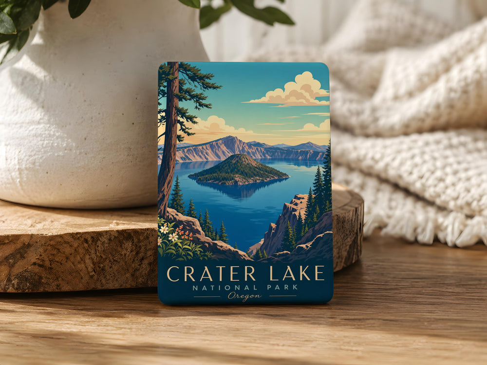 Crater Lake National Park Fridge Magnet, Oregon Travel Souvenir, Wizard Island Scenic Lake Landmark Magnet
