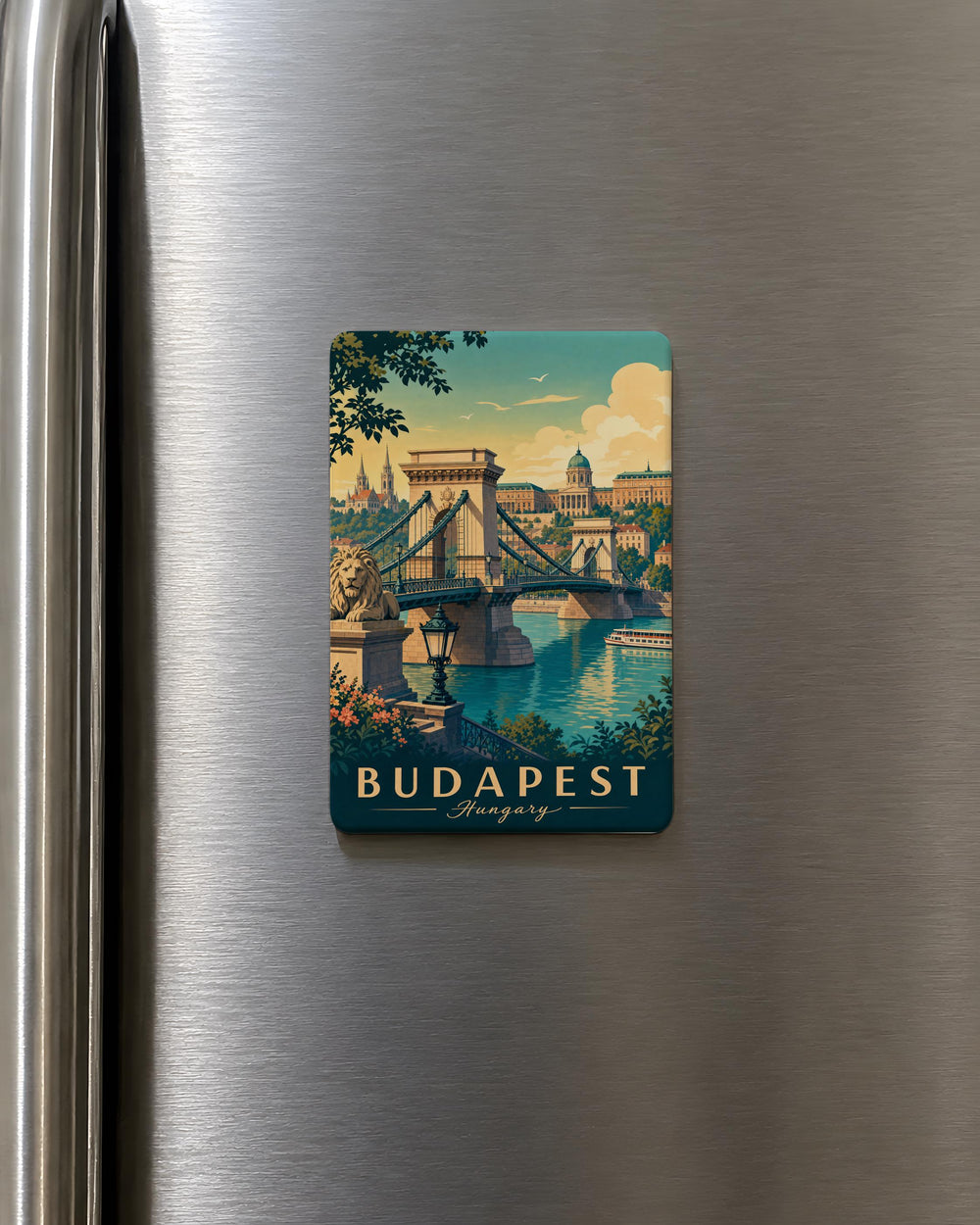 Chain Bridge Budapest Fridge Magnet, Hungary Landmark Souvenir Magnet, Danube River Bridge Travel Gift