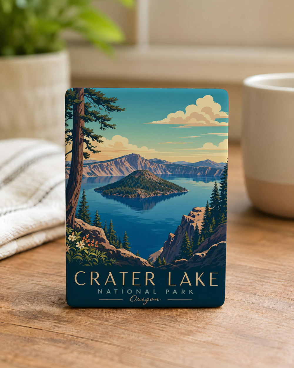 Crater Lake National Park Fridge Magnet, Oregon Travel Souvenir, Wizard Island Scenic Lake Landmark Magnet
