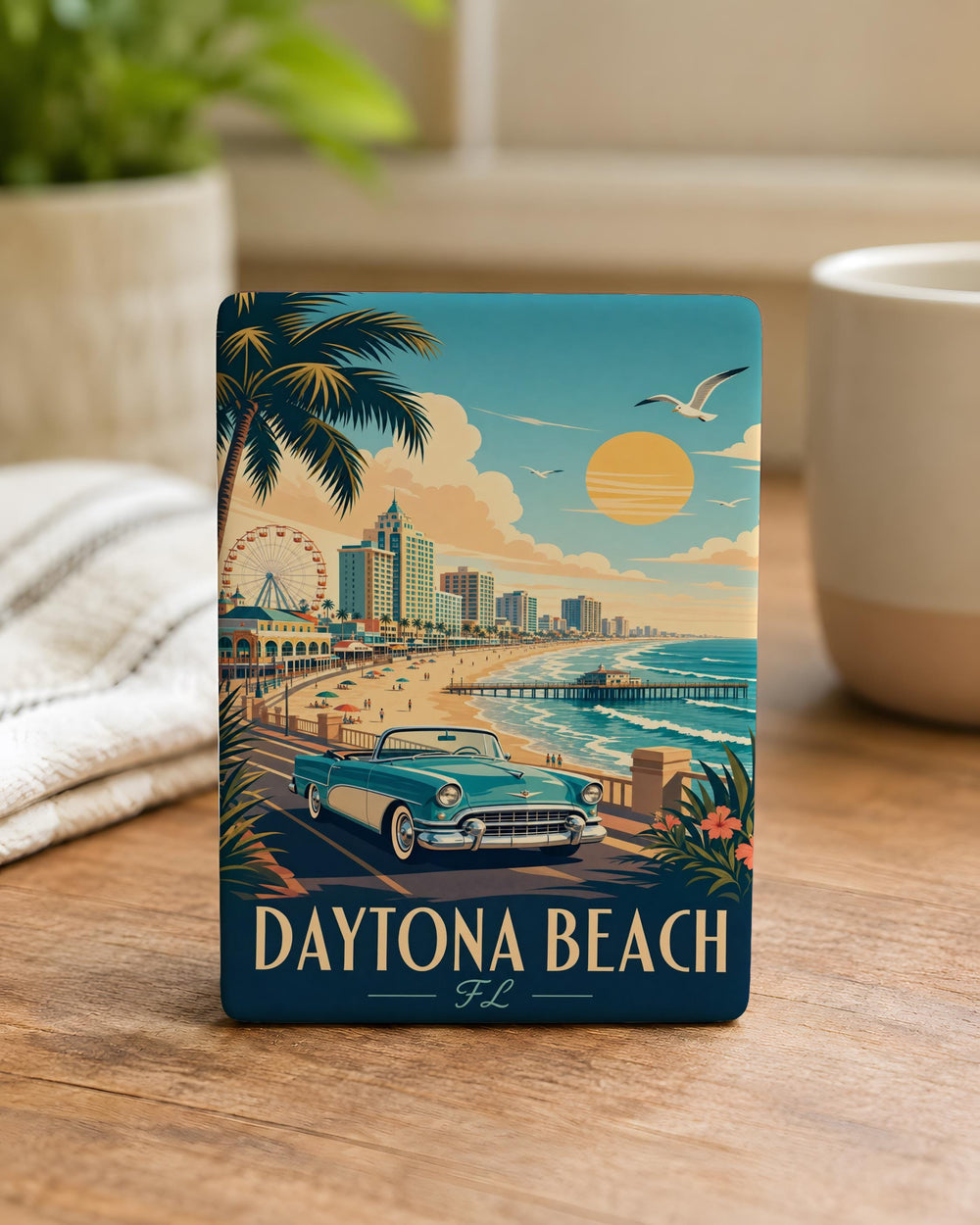 Daytona Beach FL Fridge Magnet, Florida Beach Souvenir Magnet, Daytona Beach Vacation Travel Gift, Coastal Decor Magnet