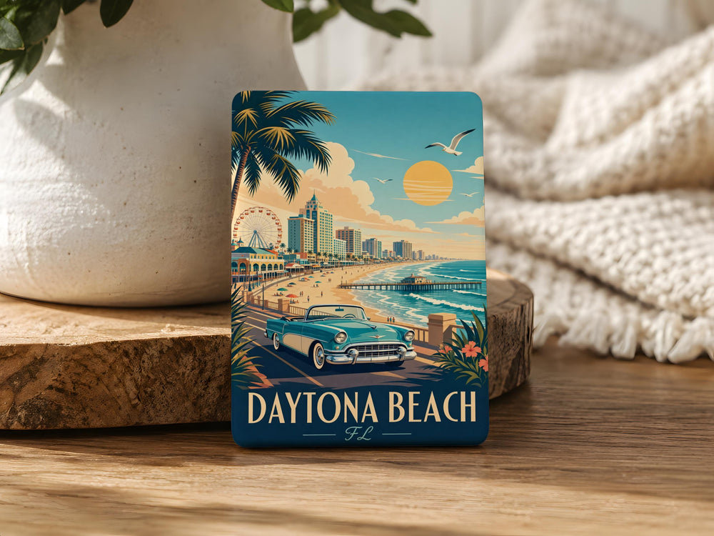 Daytona Beach FL Fridge Magnet, Florida Beach Souvenir Magnet, Daytona Beach Vacation Travel Gift, Coastal Decor Magnet