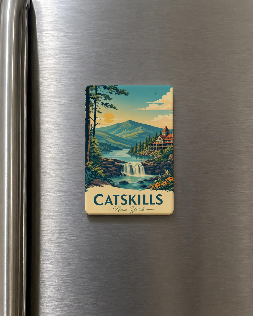Catskills Fridge Magnet, Catskills Mountains Souvenir Magnet, New York Catskills Travel Keepsake Magnet