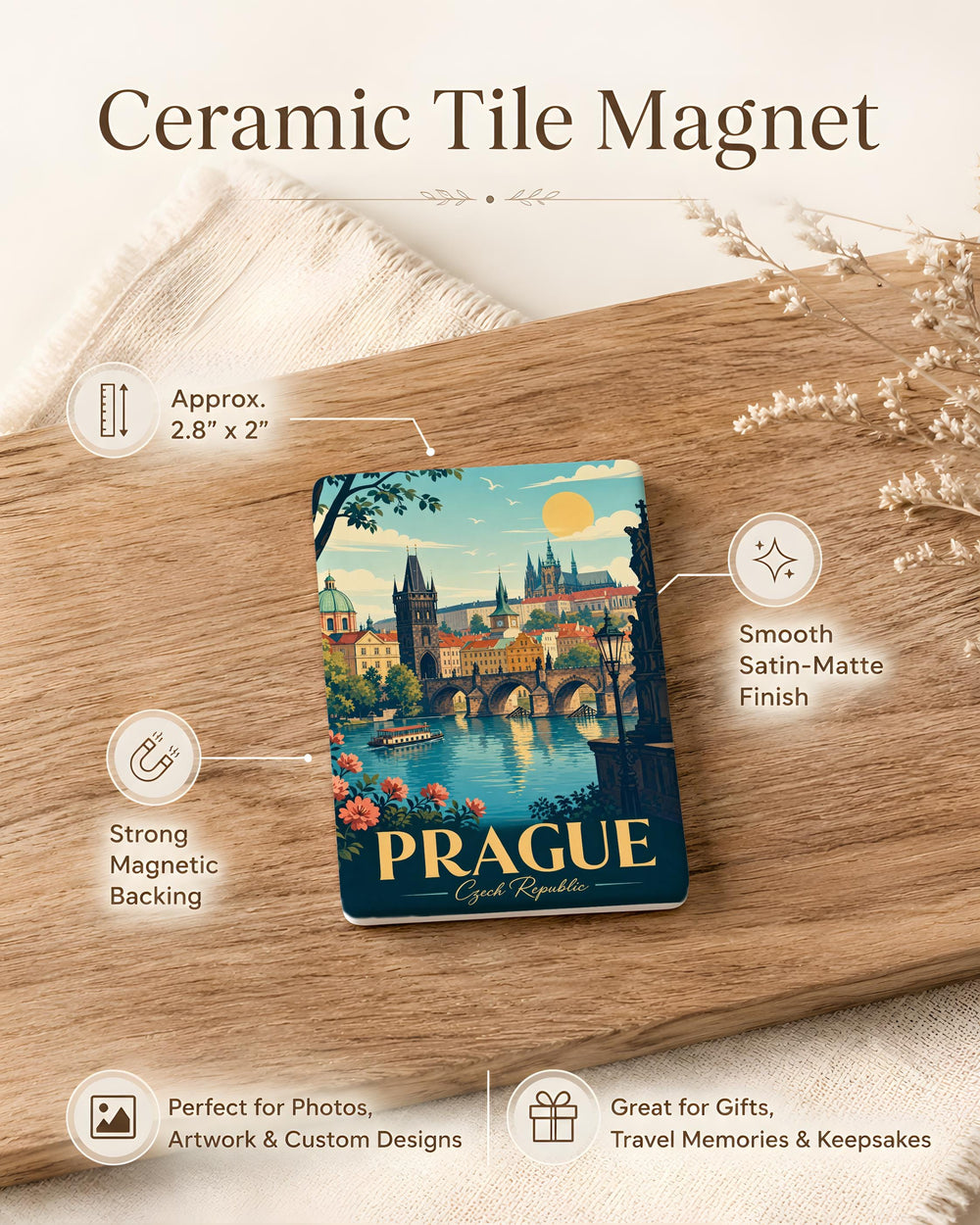Czech Republic Fridge Magnet, Czechia Souvenir Magnet, Prague Travel Magnet, Bohemia Moravia Gift, Czech Landmark Magnet