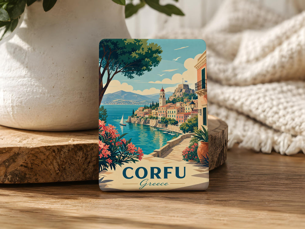 Corfu Greece Fridge Magnet, Corfu Island Souvenir Magnet, Greece Travel Gift, Greek Island Vacation Keepsake Magnet