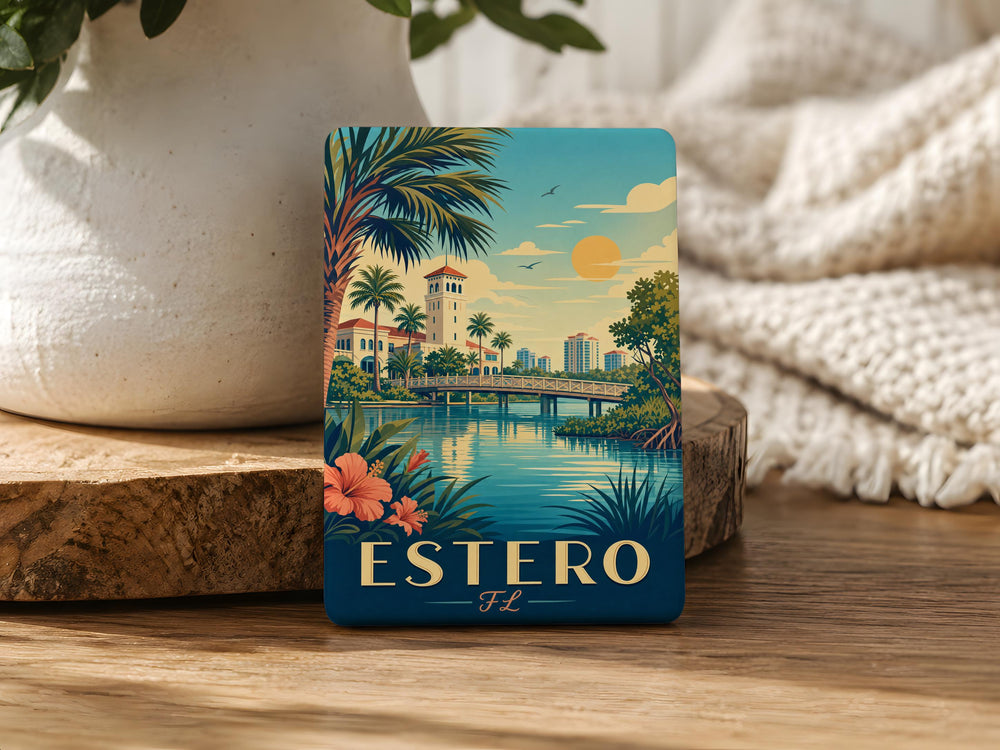 Estero FL Fridge Magnet, Florida Gulf Coast Souvenir, Estero Florida Travel Gift, Beach Town Keepsake Magnet
