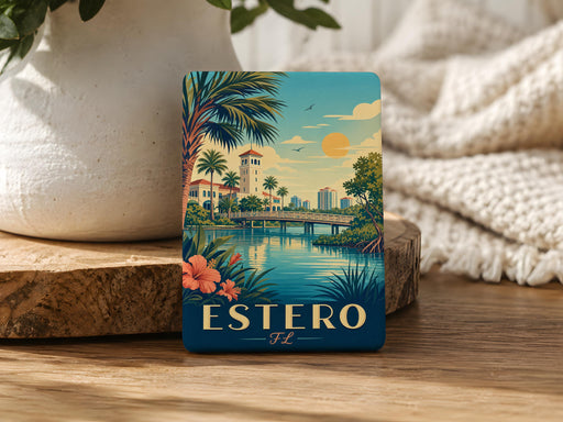 Estero FL Fridge Magnet, Florida Gulf Coast Souvenir, Estero Florida Travel Gift, Beach Town Keepsake Magnet
