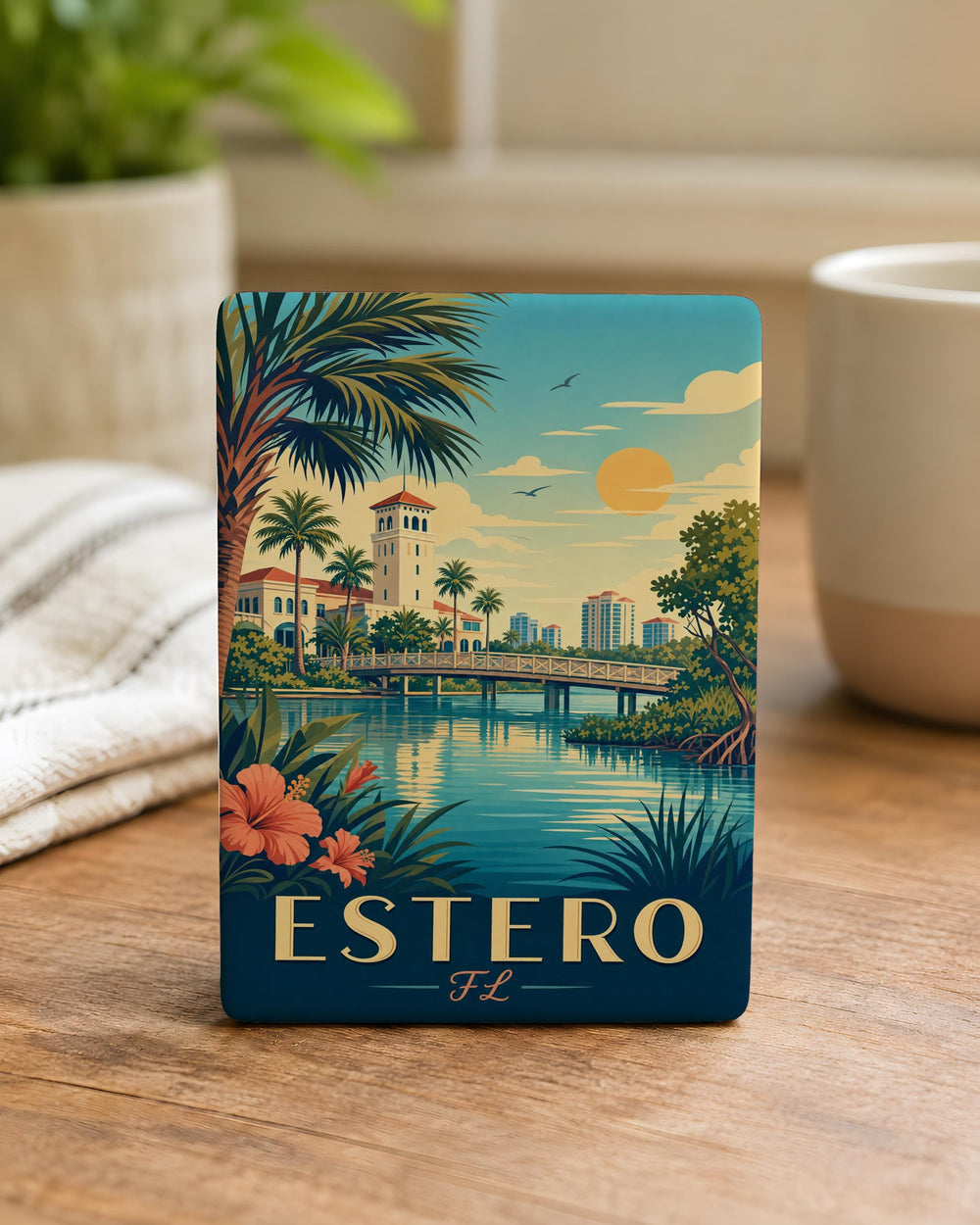 Estero FL Fridge Magnet, Florida Gulf Coast Souvenir, Estero Florida Travel Gift, Beach Town Keepsake Magnet