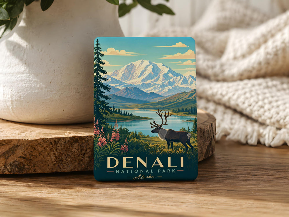 Denali National Park Fridge Magnet, Alaska Wilderness Souvenir, Mountain Landscape Travel Keepsake, National Park Gift