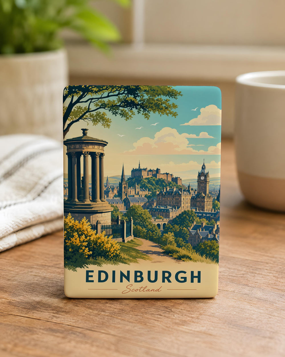 Edinburgh Scotland Fridge Magnet, Edinburgh Castle Skyline Souvenir Magnet, Scotland Travel Gift, Edinburgh Landmark Magnet