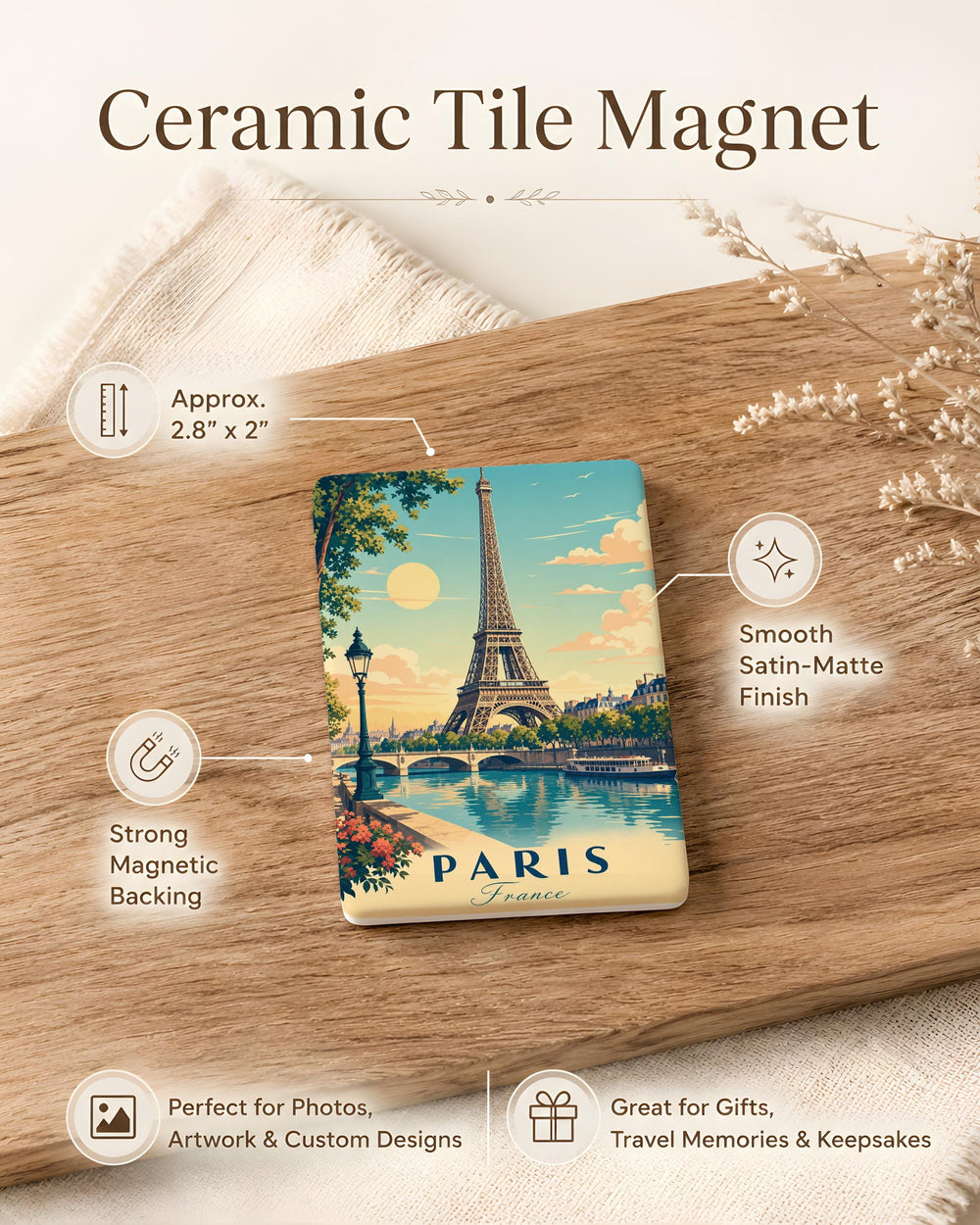 Eiffel Tower Fridge Magnet Paris France Landmark Souvenir Kitchen Magnet Travel Gift for Paris Lovers