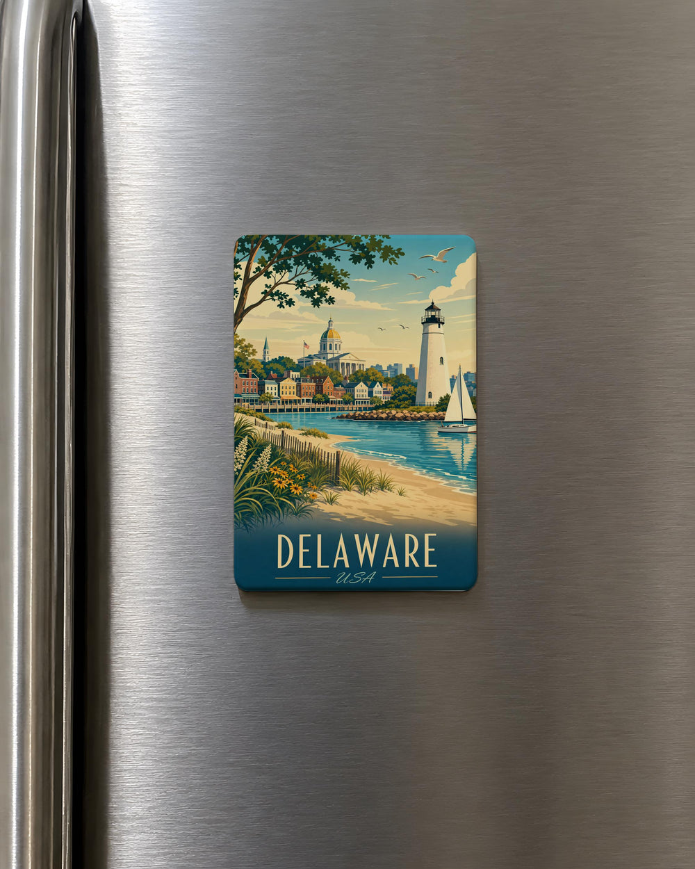 Delaware Fridge Magnet, Delaware State Souvenir Magnet, Delaware Travel Gift, Delaware USA Keepsake Magnet