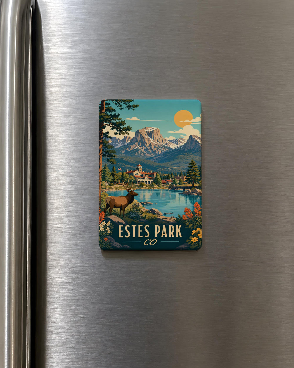 Estes Park CO Fridge Magnet, Colorado Mountain Town Souvenir Magnet, Rocky Mountain National Park Travel Keepsake Magnet
