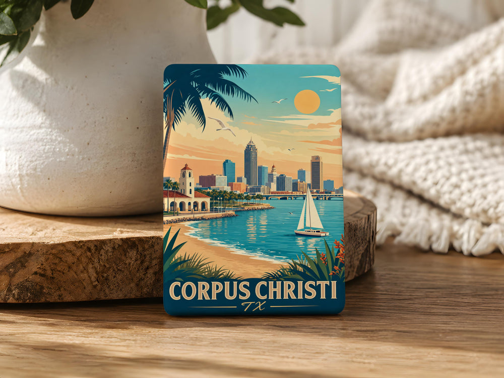 Corpus Christi TX Fridge Magnet, Texas Coastal City Souvenir Magnet, Corpus Christi Beach Travel Gift, Gulf Coast Keepsake Magnet