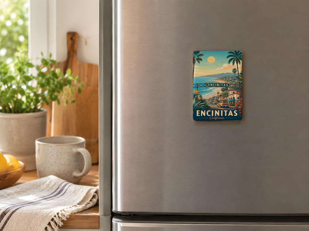 Encinitas CA Fridge Magnet, Encinitas California Souvenir Magnet, Coastal Beach Town Travel Gift, Surf Town Keepsake Magnet