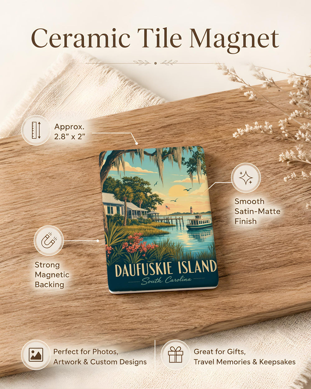 Daufuskie Island Fridge Magnet, South Carolina Coastal Island Souvenir Magnet, Daufuskie Island SC Travel Keepsake Magnet